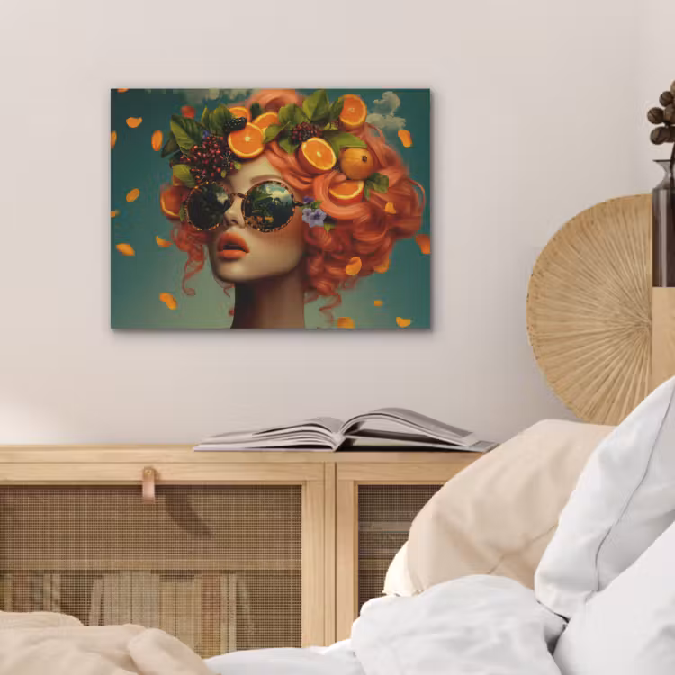 Vrouw - Sinaasappel - Bessen - Oranje PET vilt klein -sfeer3