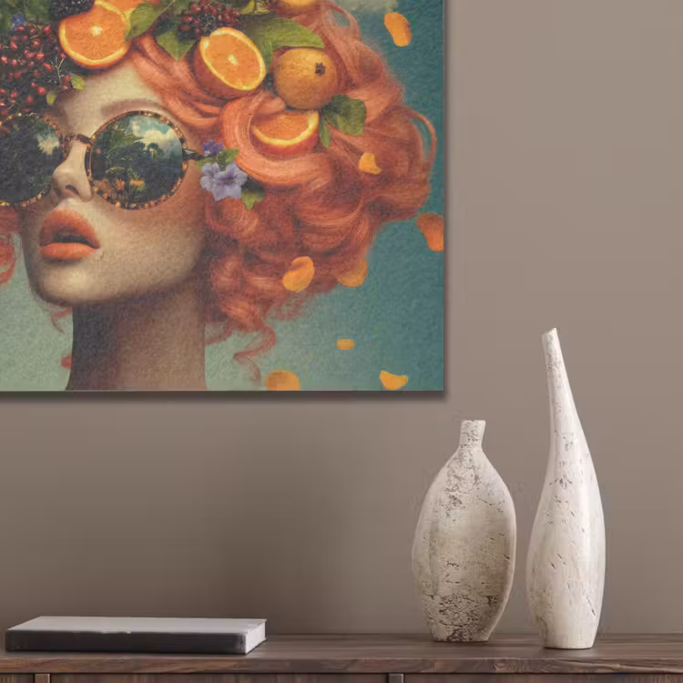 Vrouw - Sinaasappel - Bessen - Oranje PET vilt klein -sfeer6_closeup