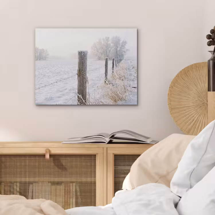 Hek - Sneeuw - Mist - Platteland - Nostalgisch PET vilt klein -sfeer3