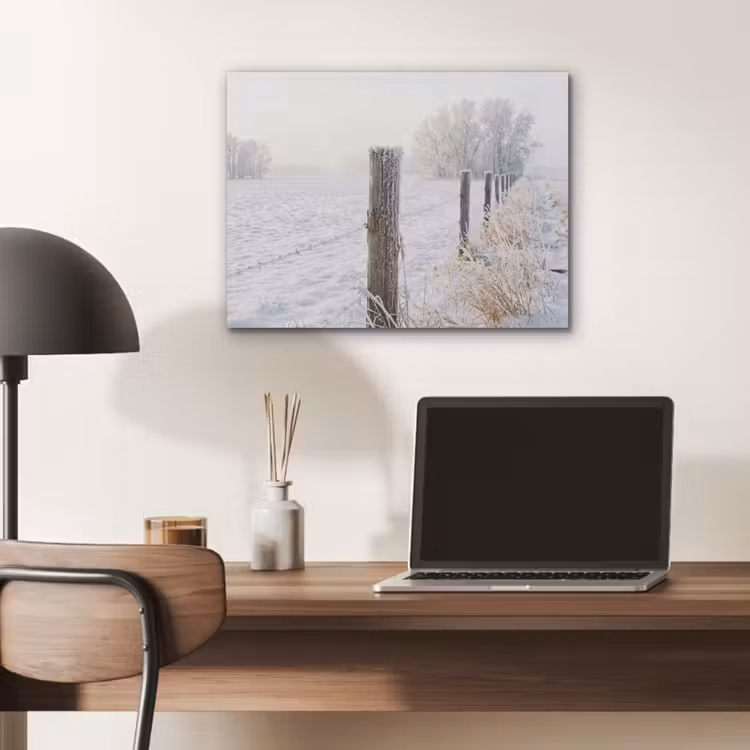 Hek - Sneeuw - Mist - Platteland - Nostalgisch PET vilt klein -sfeer5