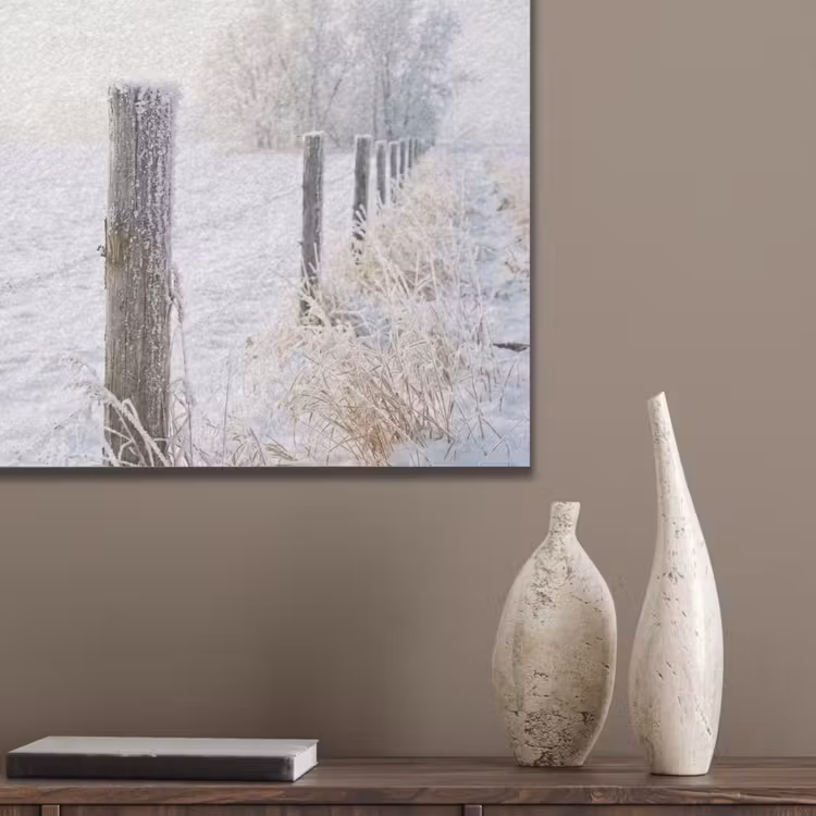 Hek - Sneeuw - Mist - Platteland - Nostalgisch PET vilt klein -sfeer6_closeup