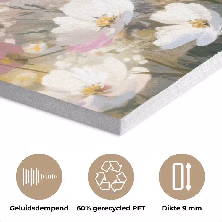 Bloemenveld - Lichte tinten - Geschilderd PET vilt klein -closeup_NL