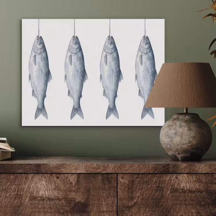 Vissen - Illustratie - Delfts - Blauw PET vilt klein -sfeer2