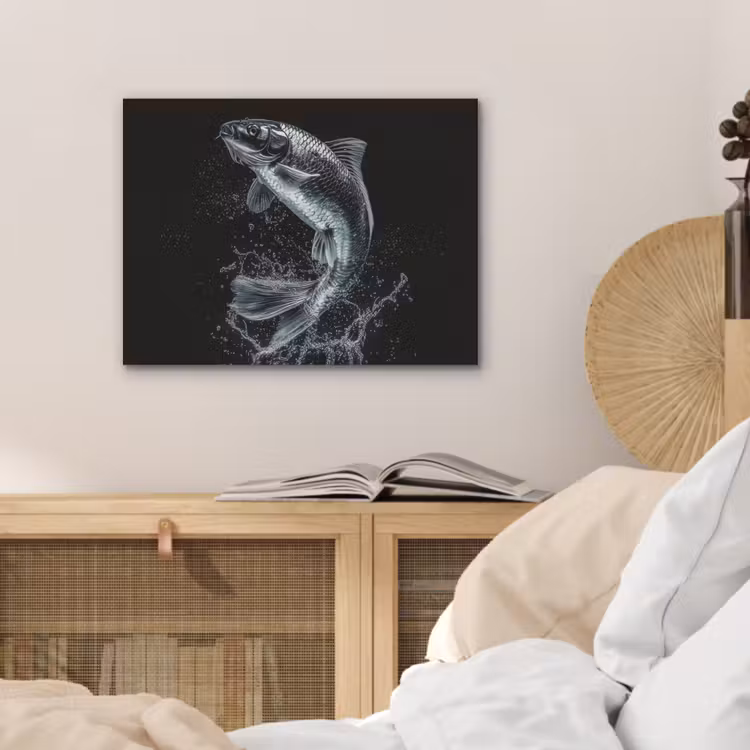 Vis - Koi - Zwart - Water PET vilt klein -sfeer3