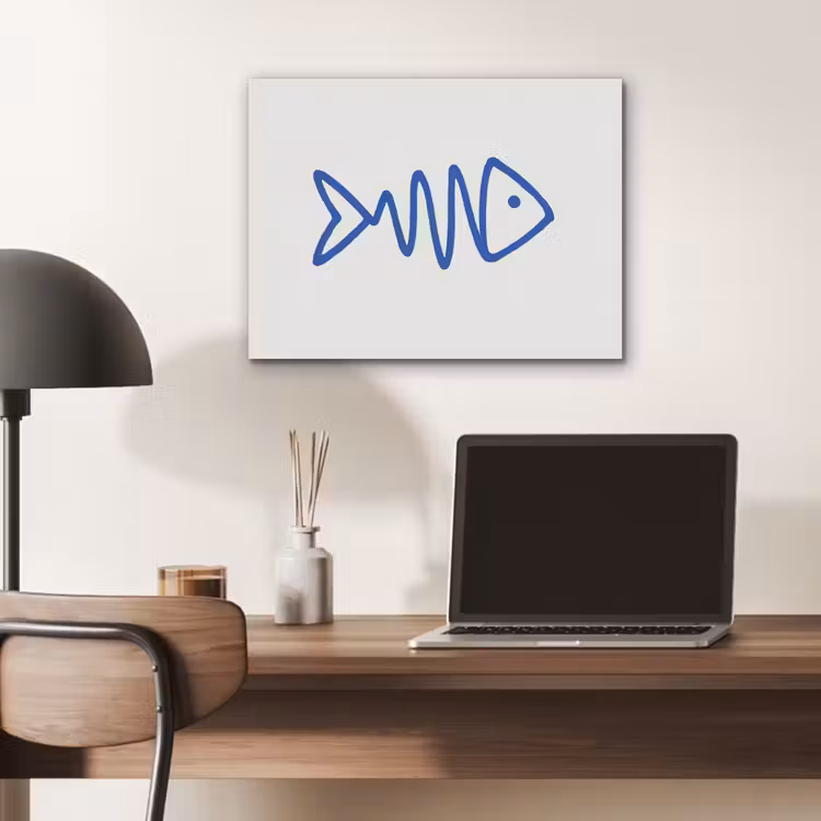 Vis - Minimalistisch - Blauw - Lijn PET vilt klein -sfeer5
