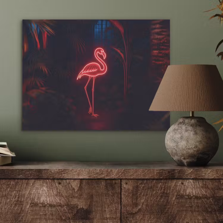 Flamingo - Roze - Neon - Licht PET vilt klein -sfeer2