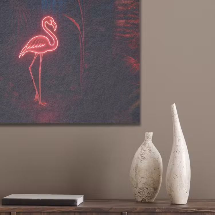 Flamingo - Roze - Neon - Licht PET vilt klein -sfeer6_closeup