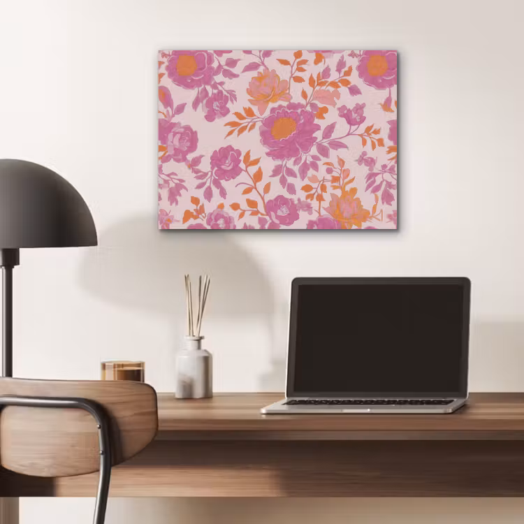 Bloemenpatroon - Roze - Oranje - Bloemen PET vilt klein -sfeer5