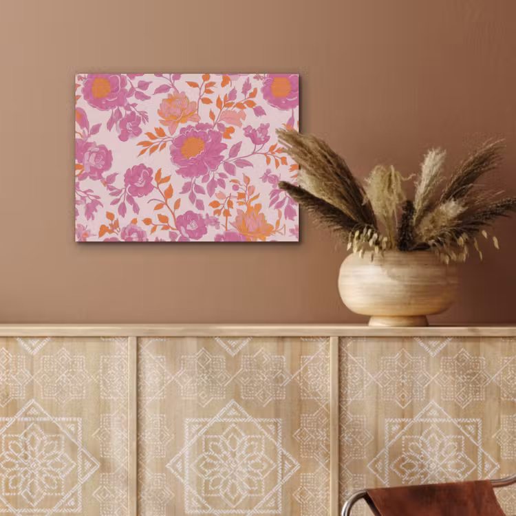 Bloemenpatroon - Roze - Oranje - Bloemen PET vilt klein -sfeer4