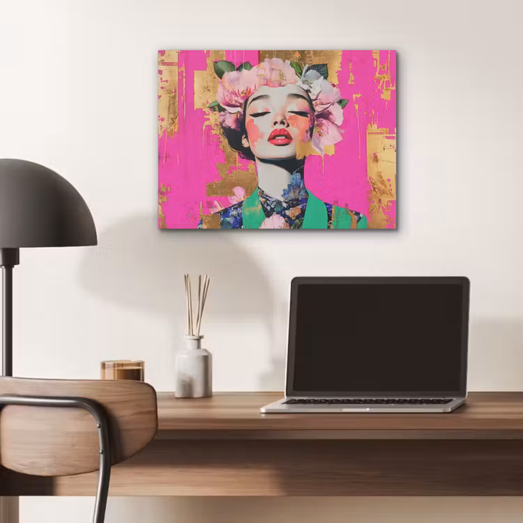 Bloemenkroon - Goud - Vrouw - Portret PET vilt klein -sfeer5