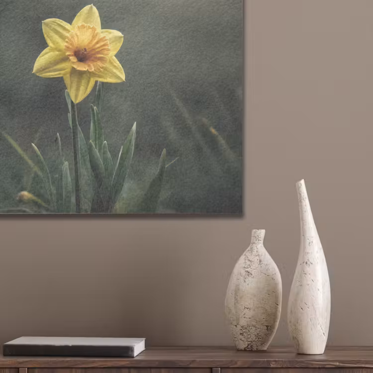 Bloem - Narcis - Gras - Geel PET vilt klein -sfeer6_closeup