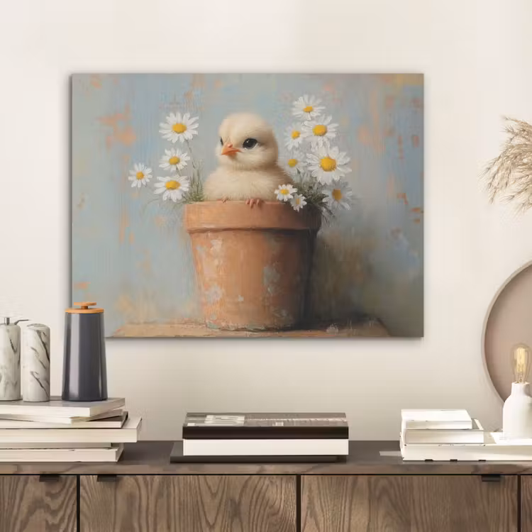 Bloempot - Kuiken - Bloemetjes PET vilt klein -sfeer1