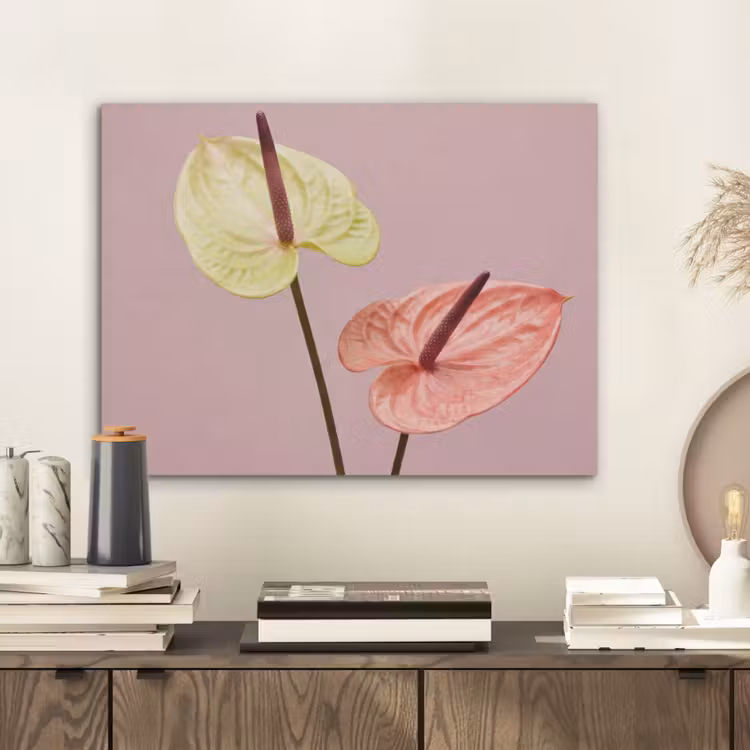 Bloemen - Anthuriums - Geel - Roze PET vilt klein -sfeer1
