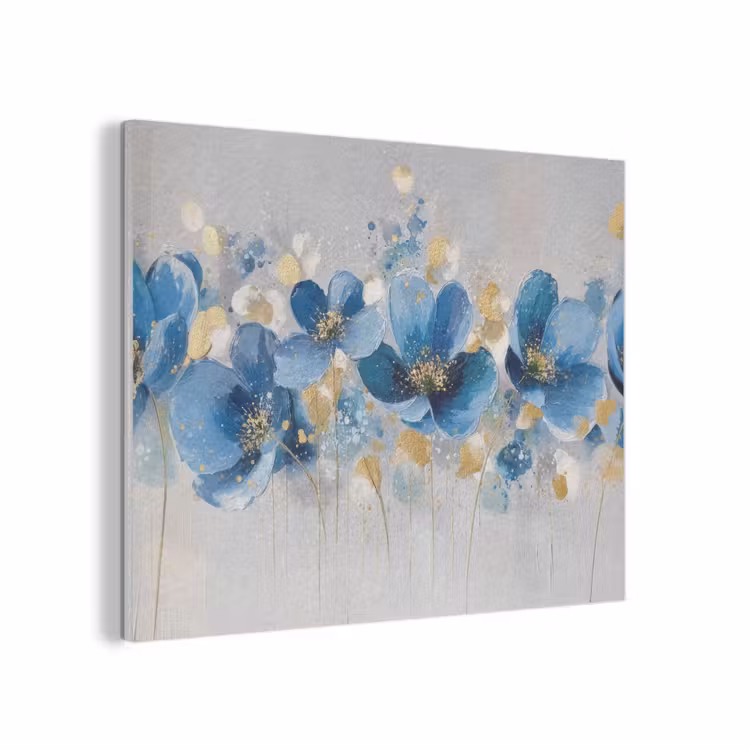 Bloemen - Blauw - Abstract PET vilt klein -3d