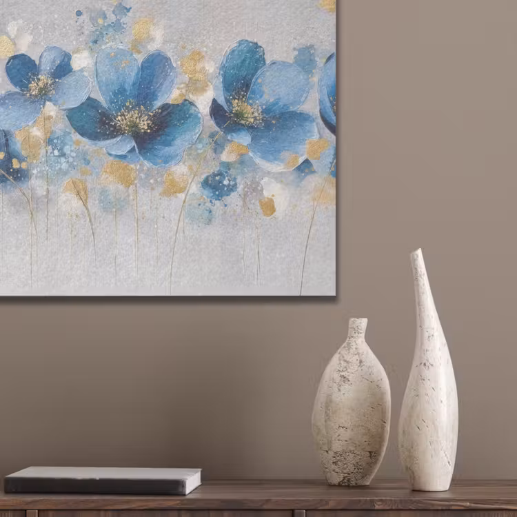 Bloemen - Blauw - Abstract PET vilt klein -sfeer6_closeup