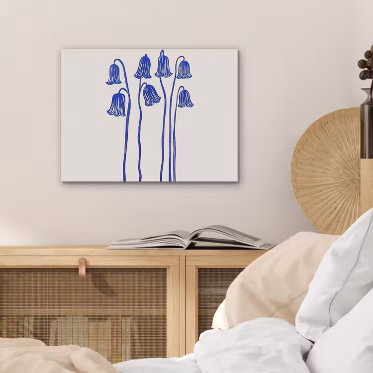 Bloemen - Blauw - Lijnen - Bloemblaadjes PET vilt klein -sfeer3