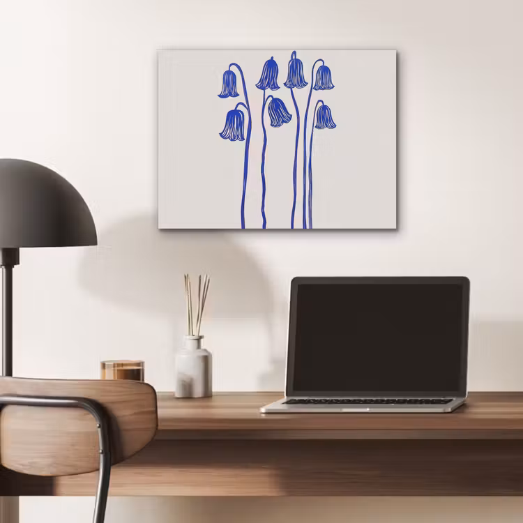 Bloemen - Blauw - Lijnen - Bloemblaadjes PET vilt klein -sfeer5