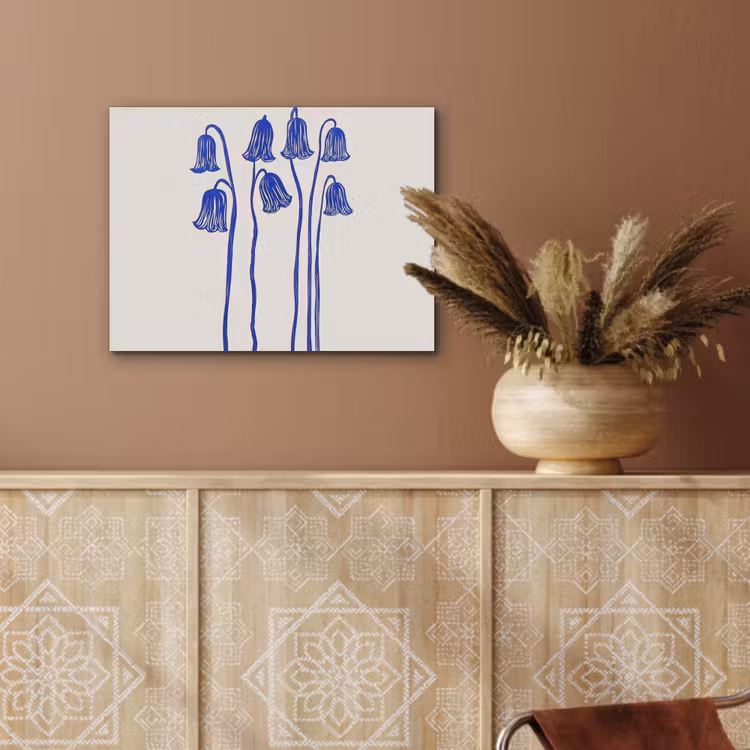 Bloemen - Blauw - Lijnen - Bloemblaadjes PET vilt klein -sfeer4