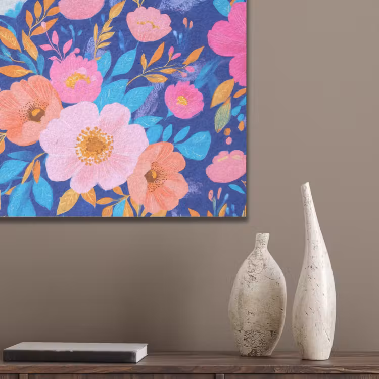 Bloemen - Blauw - Roze PET vilt klein -sfeer6_closeup