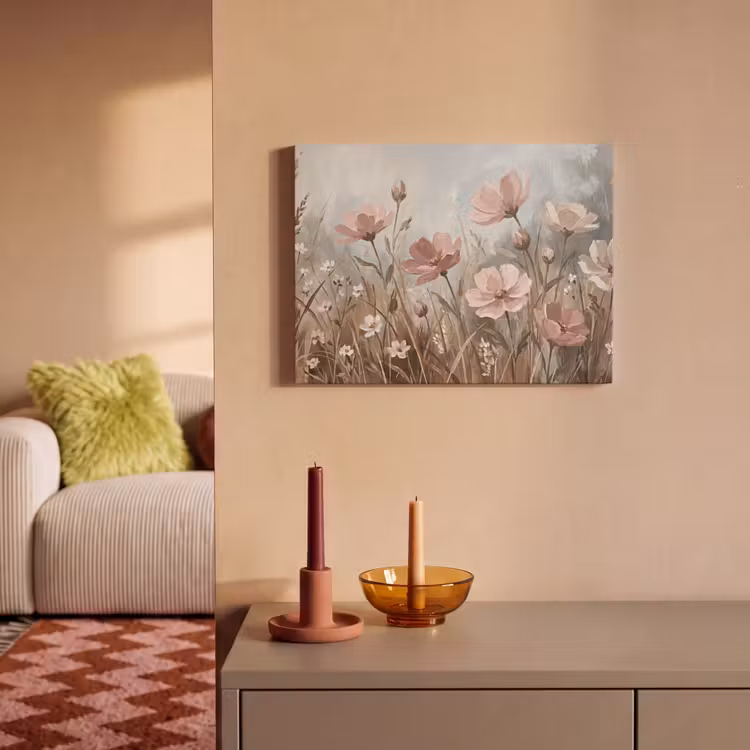 Bloemen - Botanisch - Schilderij - Pastel - Rustiek PET vilt klein -sfeer1