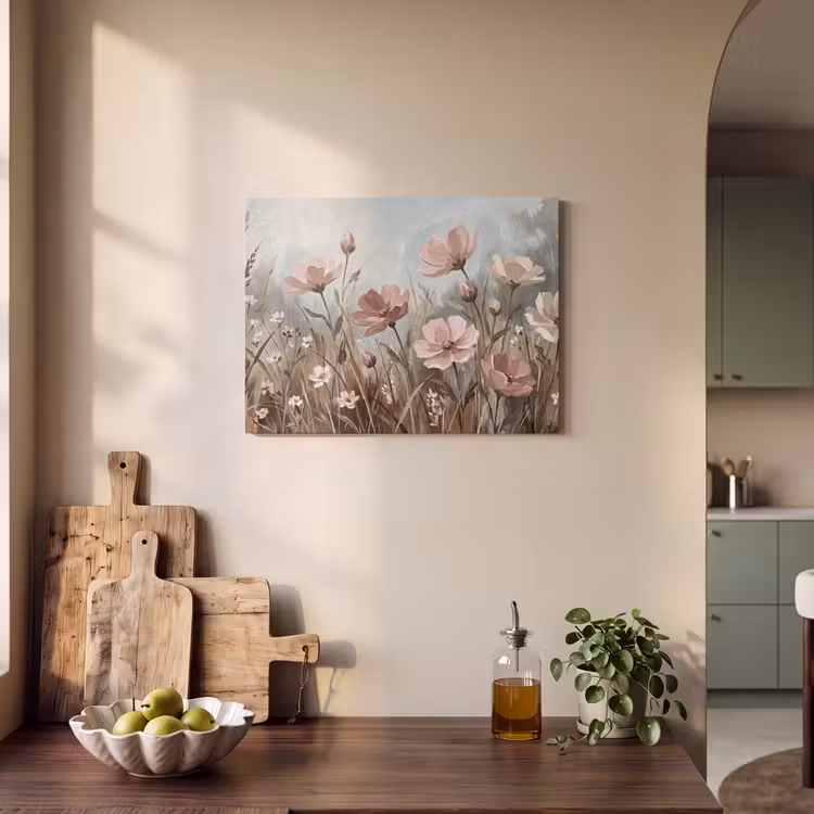 Bloemen - Botanisch - Schilderij - Pastel - Rustiek PET vilt klein -sfeer2