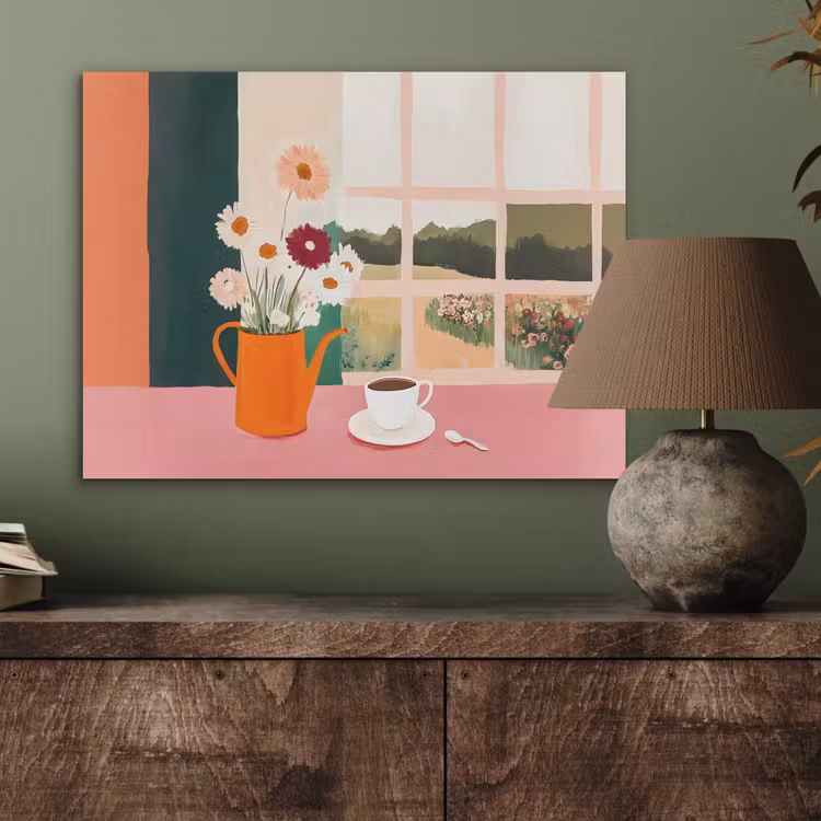 Bloemen - Koffie - Raam PET vilt klein -sfeer2