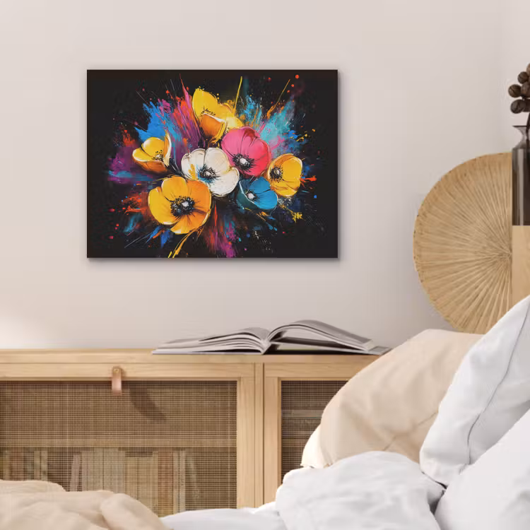 Bloemen - Kleurrijk - Graffiti - Modern - Boeket PET vilt klein -sfeer3
