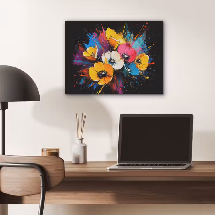 Bloemen - Kleurrijk - Graffiti - Modern - Boeket PET vilt klein -sfeer5