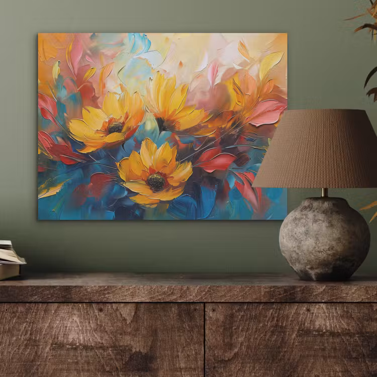 Bloemen - Dahlia - Kunst - Oranje - Watercolor PET vilt klein -sfeer2