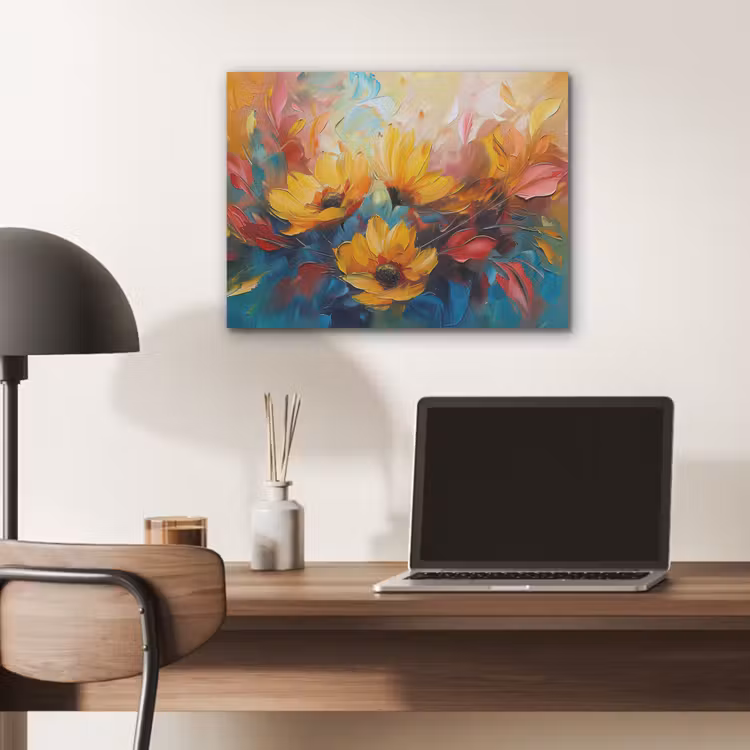 Bloemen - Dahlia - Kunst - Oranje - Watercolor PET vilt klein -sfeer5