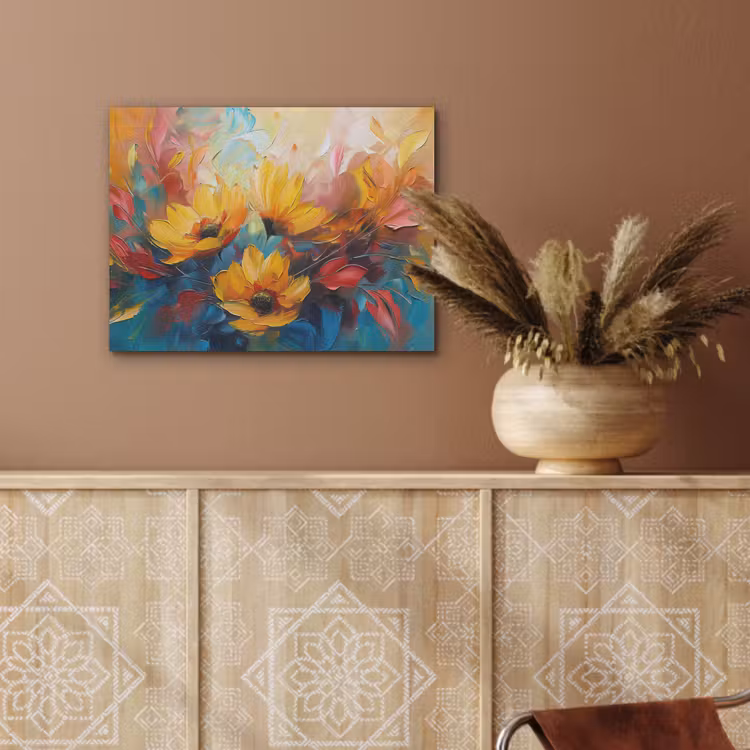 Bloemen - Dahlia - Kunst - Oranje - Watercolor PET vilt klein -sfeer4