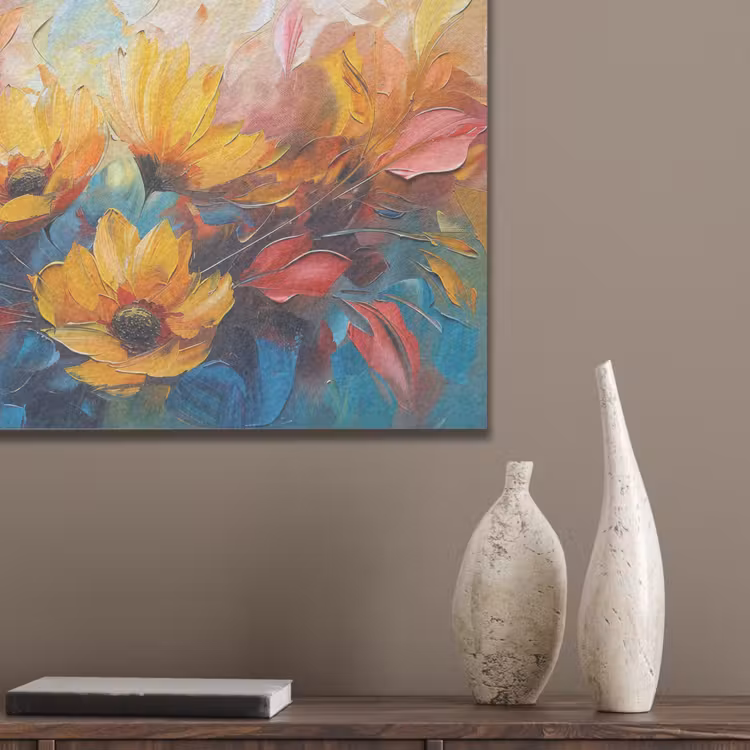 Bloemen - Dahlia - Kunst - Oranje - Watercolor PET vilt klein -sfeer6_closeup