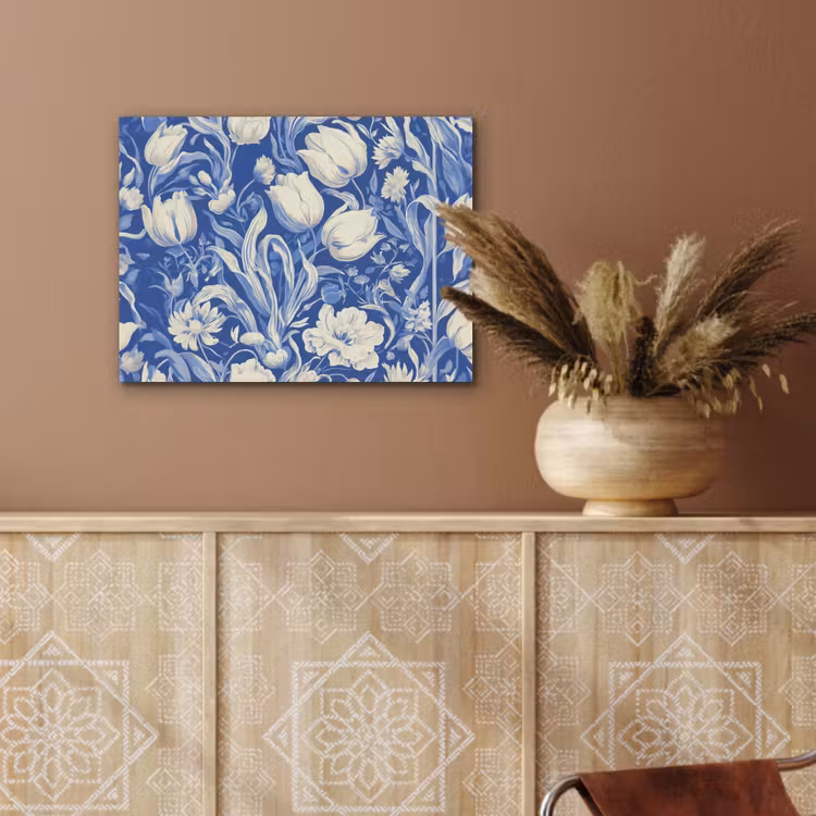 Bloemen - Delfts Blauw - Patroon - Tulp PET vilt klein -sfeer4