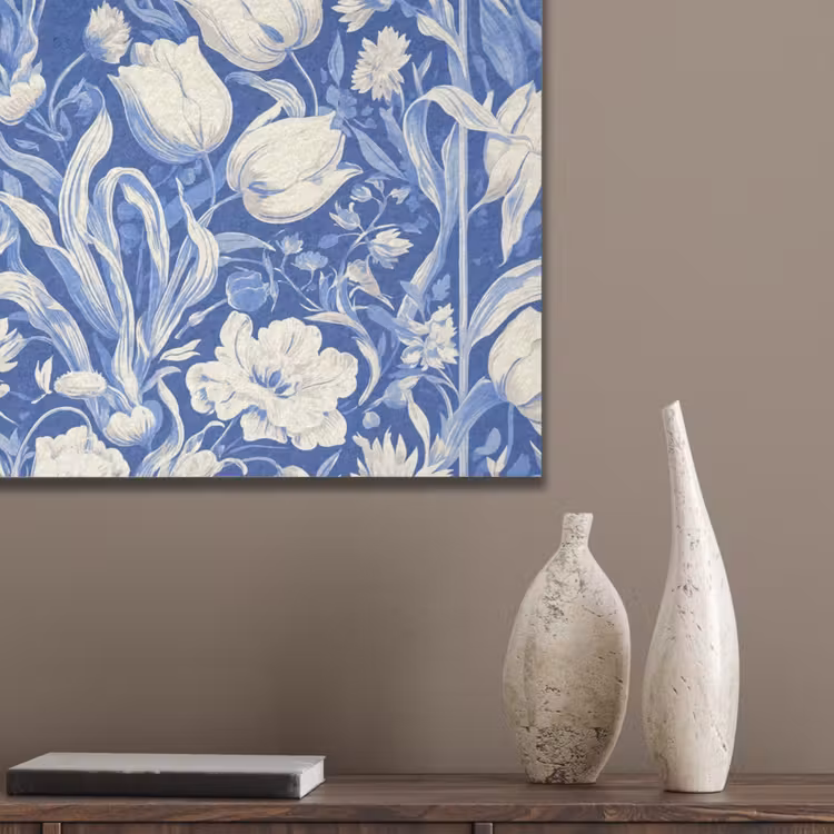 Bloemen - Delfts Blauw - Patroon - Tulp PET vilt klein -sfeer6_closeup