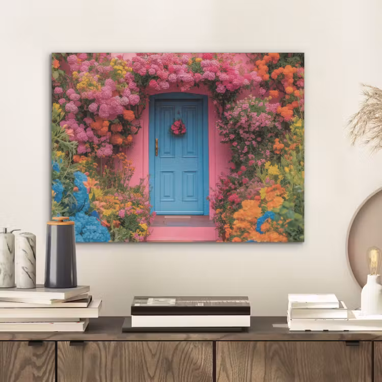Bloemen - Deur - Roze PET vilt klein -sfeer1