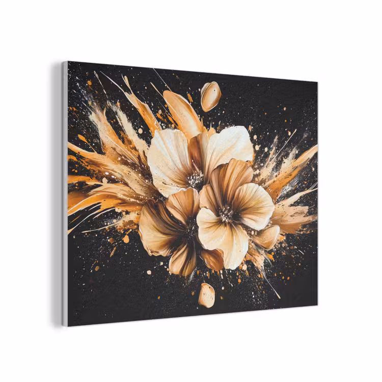 Bloemen - Goud - Graffiti - Zwart - Abstract PET vilt klein -3d
