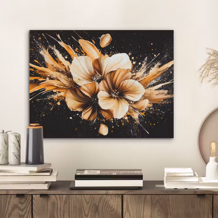 Bloemen - Goud - Graffiti - Zwart - Abstract PET vilt klein -sfeer1