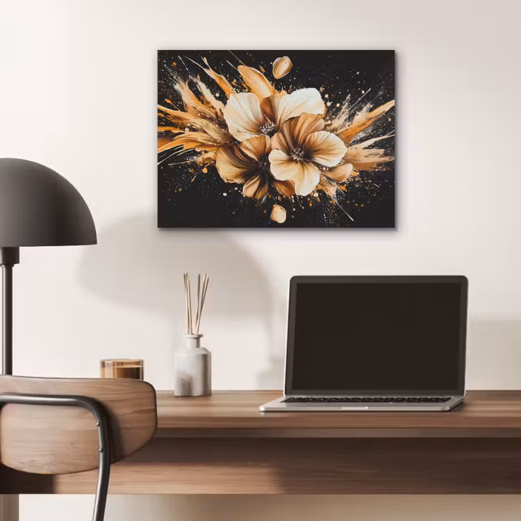 Bloemen - Goud - Graffiti - Zwart - Abstract PET vilt klein -sfeer5
