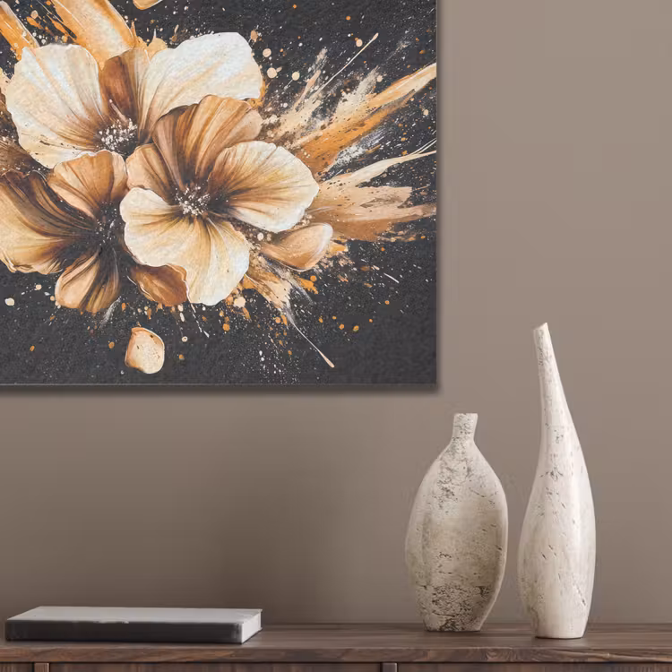 Bloemen - Goud - Graffiti - Zwart - Abstract PET vilt klein -sfeer6_closeup
