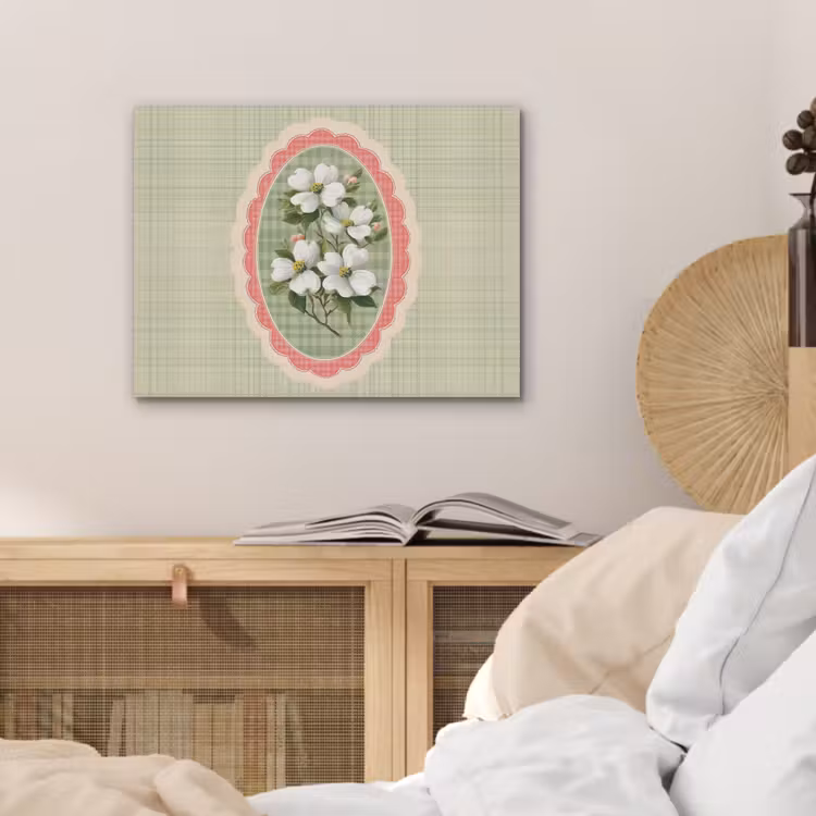 Bloemen - Illustratie - Geruit - Groen PET vilt klein -sfeer3