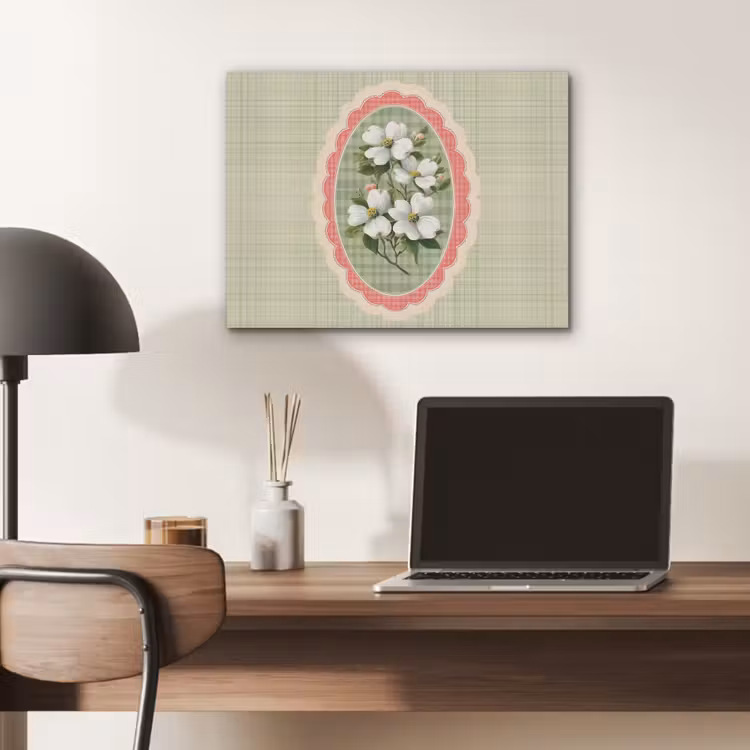 Bloemen - Illustratie - Geruit - Groen PET vilt klein -sfeer5