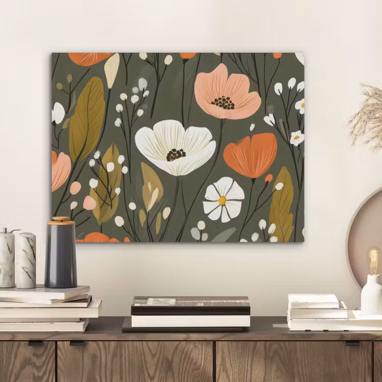 Bloemen - Illustratie - Groen PET vilt klein -sfeer1