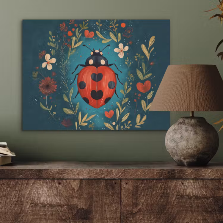 Bloemen - Lieveheersbeestje - Hartje - Rood PET vilt klein -sfeer2