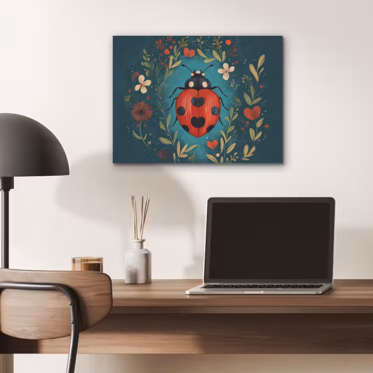Bloemen - Lieveheersbeestje - Hartje - Rood PET vilt klein -sfeer5