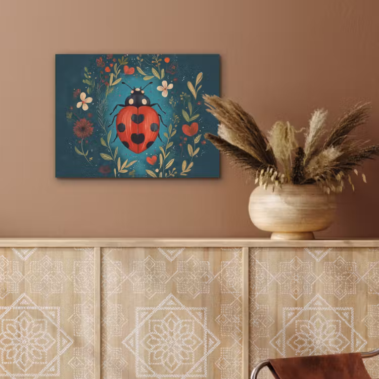 Bloemen - Lieveheersbeestje - Hartje - Rood PET vilt klein -sfeer4