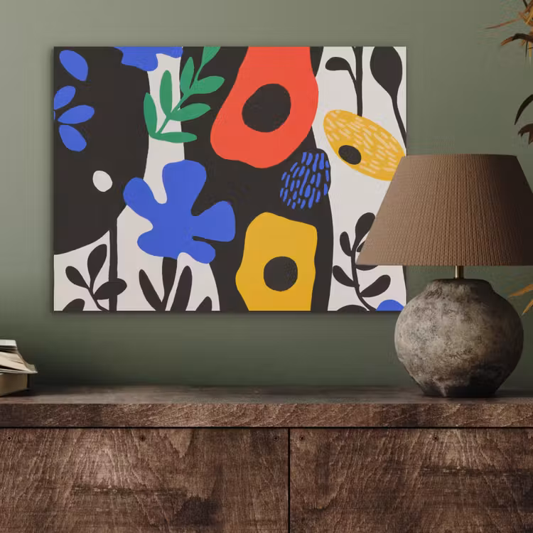 Bloemen - Bladeren - Abstract - Zwart PET vilt klein -sfeer2