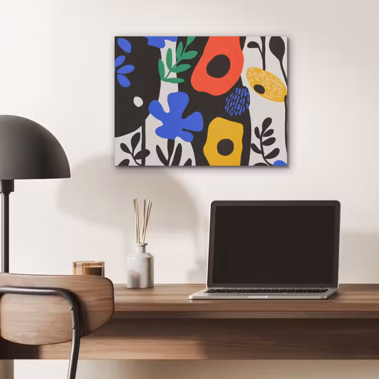 Bloemen - Bladeren - Abstract - Zwart PET vilt klein -sfeer5