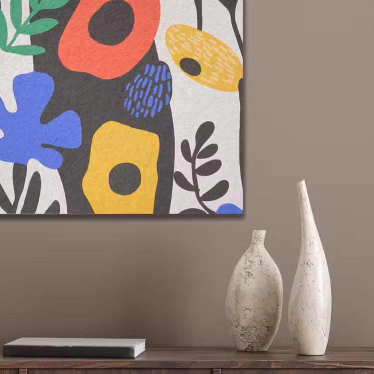 Bloemen - Bladeren - Abstract - Zwart PET vilt klein -sfeer6_closeup