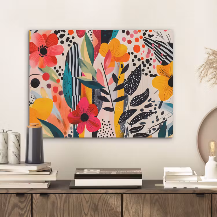 Bloemen - Bladeren - Abstract - Kleurrijk PET vilt klein -sfeer1