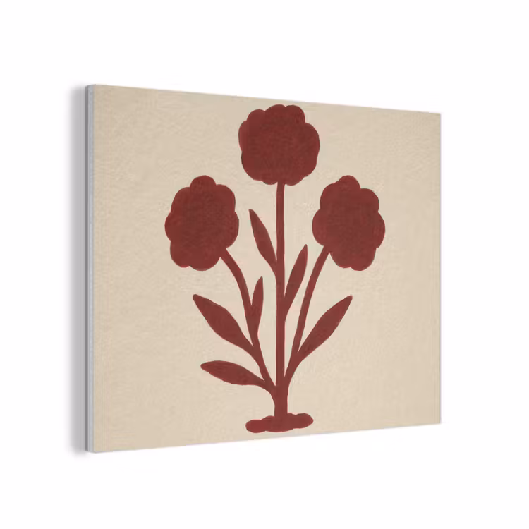 Bloemen - Bladeren - Rood - Minimalistisch PET vilt klein -3d